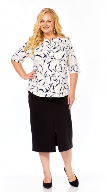 Abbi Блузка 4063 Plus Size бело-синий фото 3