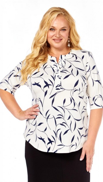 Abbi Блузка 4063 Plus Size бело-синий 
