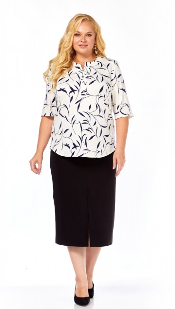 Abbi Блузка 4063 Plus Size бело-синий фото 5