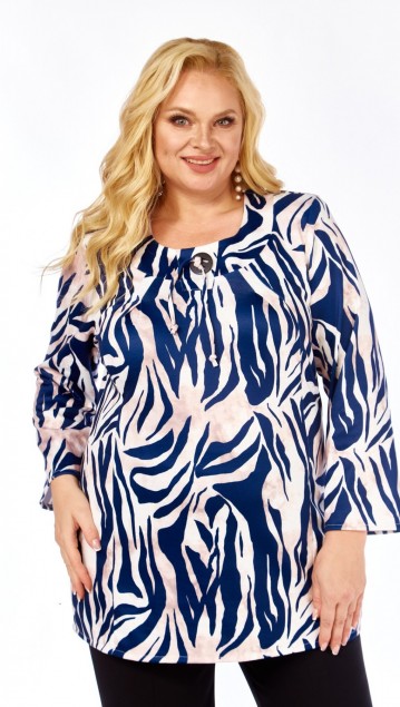 Abbi Блузка 4072сине-кремовая гамма 