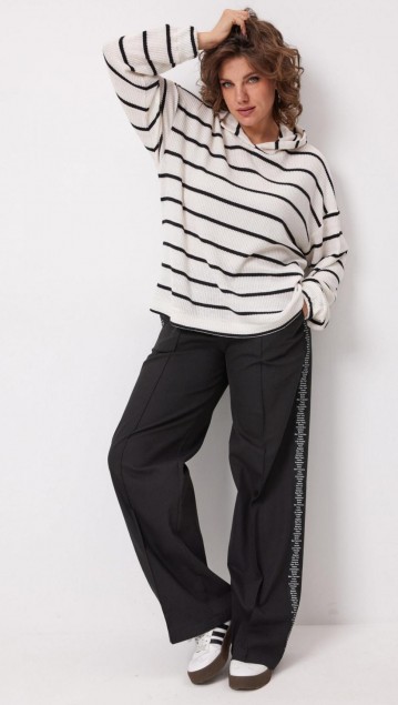 BegiModa Блузка 4137 Чёрно-белый фото 8