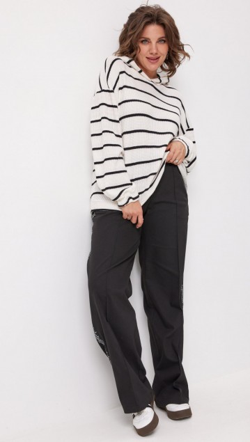 BegiModa Блузка 4137 Чёрно-белый фото 4
