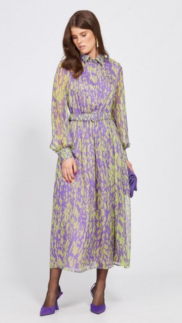 EOLA STYLE Платье 2461 Фиолетовый + салатовый 