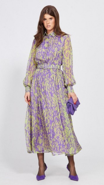 EOLA STYLE Платье 2461 Фиолетовый + салатовый фото 3