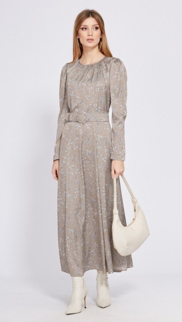 EOLA STYLE Платье 2559 Бежевый в цветы 