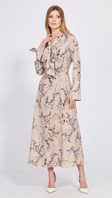 EOLA STYLE Платье 2560 Бежевый с принтом 
