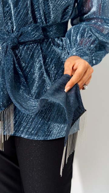Лилиана Блузка 1496 Синий фото 3