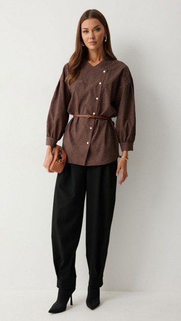 Люше Блузка 4217 Коричневый фото 5
