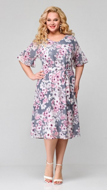 Мишель стиль Платье 1124 Серо-розовое фото 4