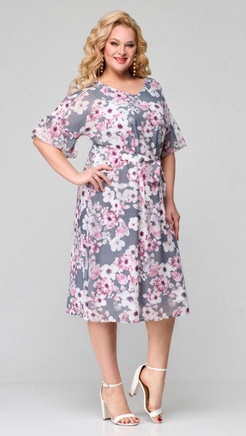 Мишель стиль Платье 1124 Серо-розовое фото 6