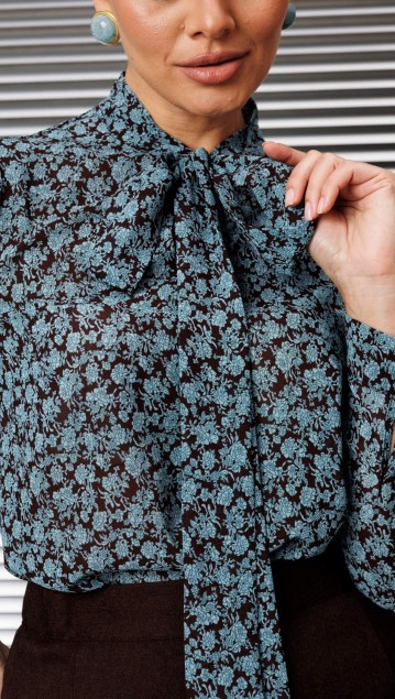 Мода Юрс Блузка 25-2808bl Коричневый + бирюза фото 3