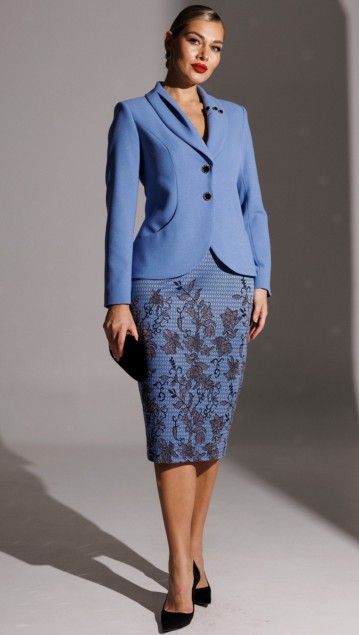 Мода Юрс Костюм 25-2942 Голубой принт 