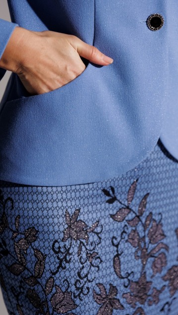 Мода Юрс Костюм 25-2942 Голубой принт фото 3