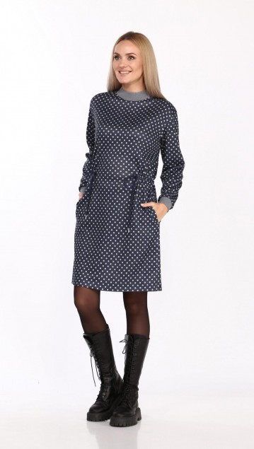 Vilena fashion Платье 765 Темно-синий меланж + серый фото 2
