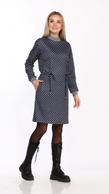 Vilena fashion Платье 765 Темно-синий меланж + серый 