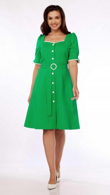 Vilena fashion Платье 892 зеленый в горох фото 3