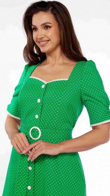 Vilena fashion Платье 892 зеленый в горох фото 4